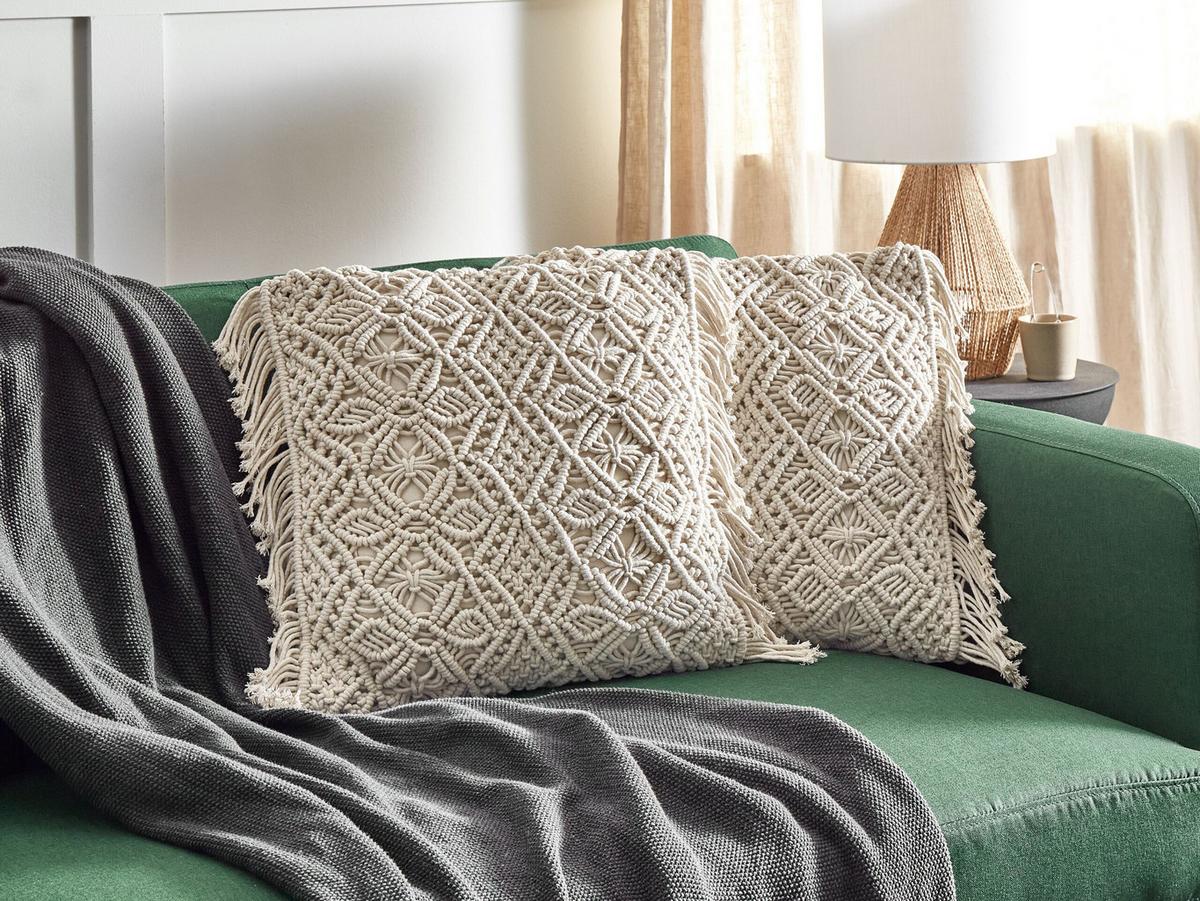 DEKOKISSEN 2er-Set Hellbeige 45/45 cm Pattan - Beige, Textil (45/45cm) - Beliani