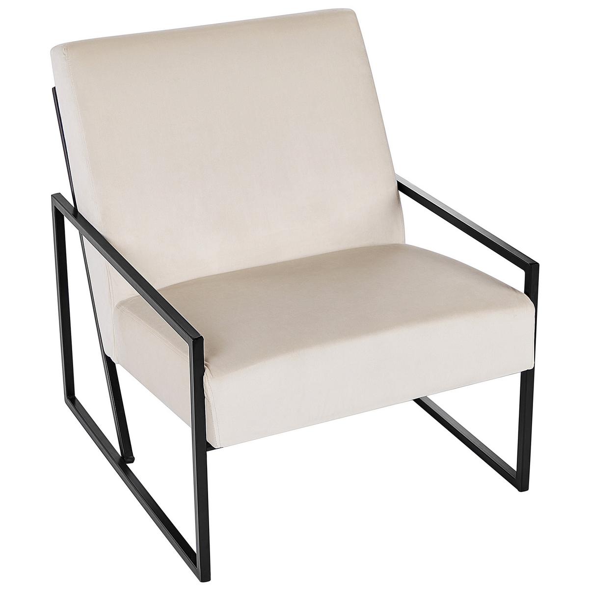 SESSEL Samtstoff Hellbeige Delary - Beige, Textil (69/83/83cm) - Beliani