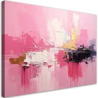 LEINWANDBILDER, Rosa Abstraktion mit weichem Licht und Tiefe - Rosa, Textil (90/60cm) - Feeby