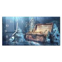 WANDUHR aus Glas 60x30 cm - Unterwasserschätze - Blau, Glas (60/30/0.4cm) - TULUP