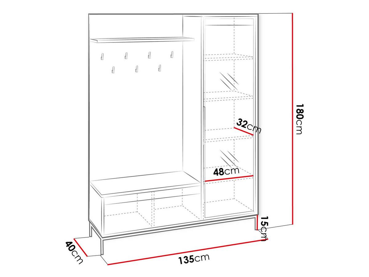 GARDEROBE-SET Ozmi 1D1K - Schwarz, Holzwerkstoff/Metall (135/180/40cm) - MIRJAN24