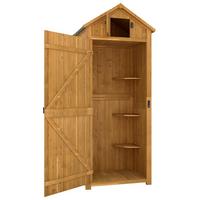 GARTENSCHRANK Geräteschuppen, mit Fachböden, Asphaltdach, Fenster, Holz, Gelb+Grün - Braun, Holz (54.2/179/77cm) - Outsunny
