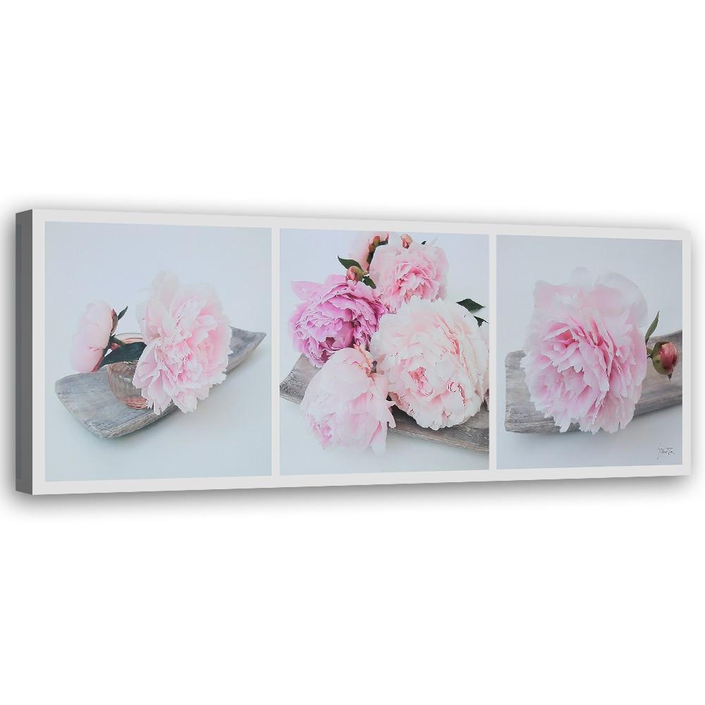 WANDBILD rosa pfingstrosenblüten - Pink, Textil (90/30cm) - Feeby