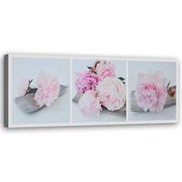 WANDBILD rosa pfingstrosenblüten - Pink, Textil (90/30cm) - Feeby