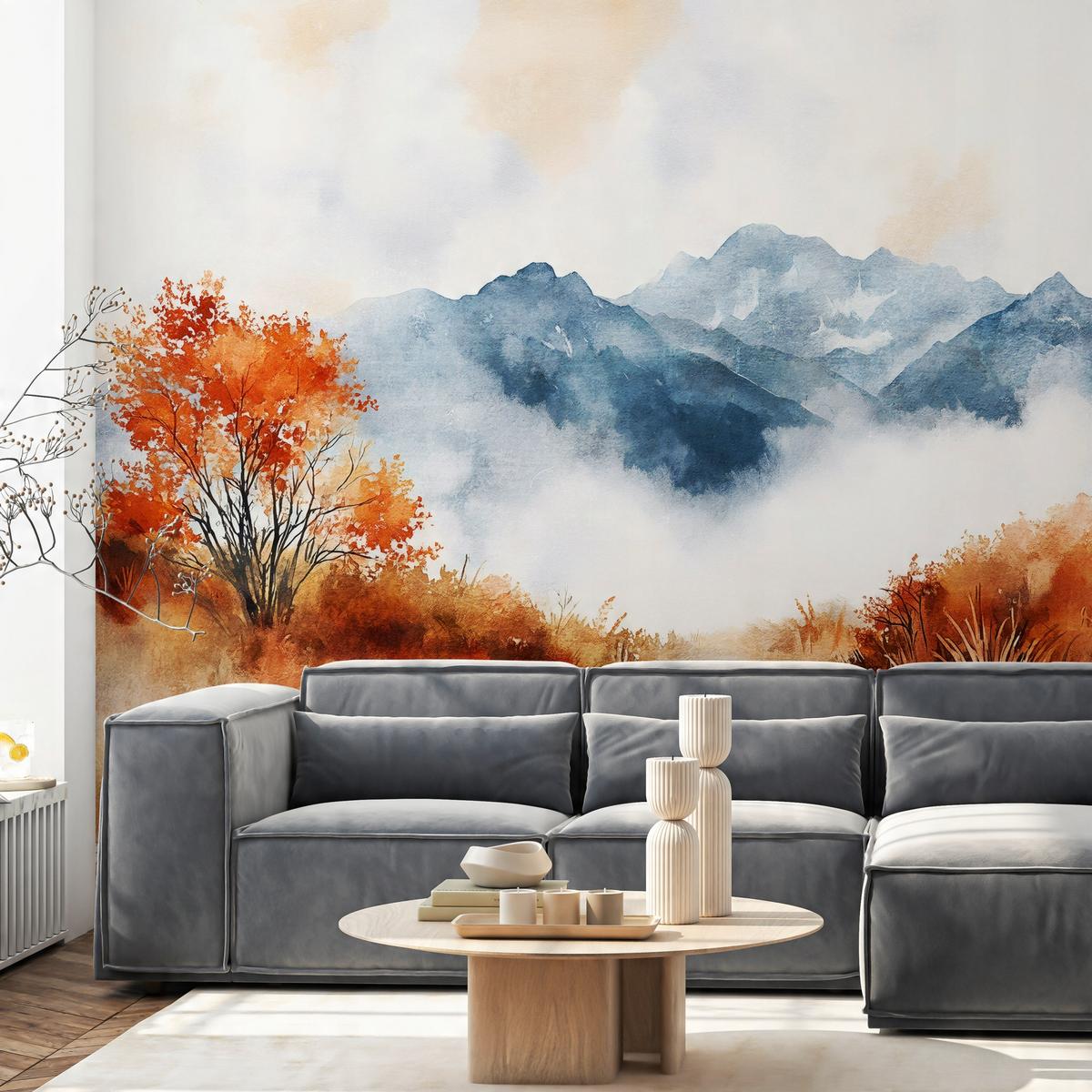 FOTOTAPETE Landschaft Berge Natur Wohnzimmer 150x105 - Multicolor, Papier (150/105cm) - Wallarena