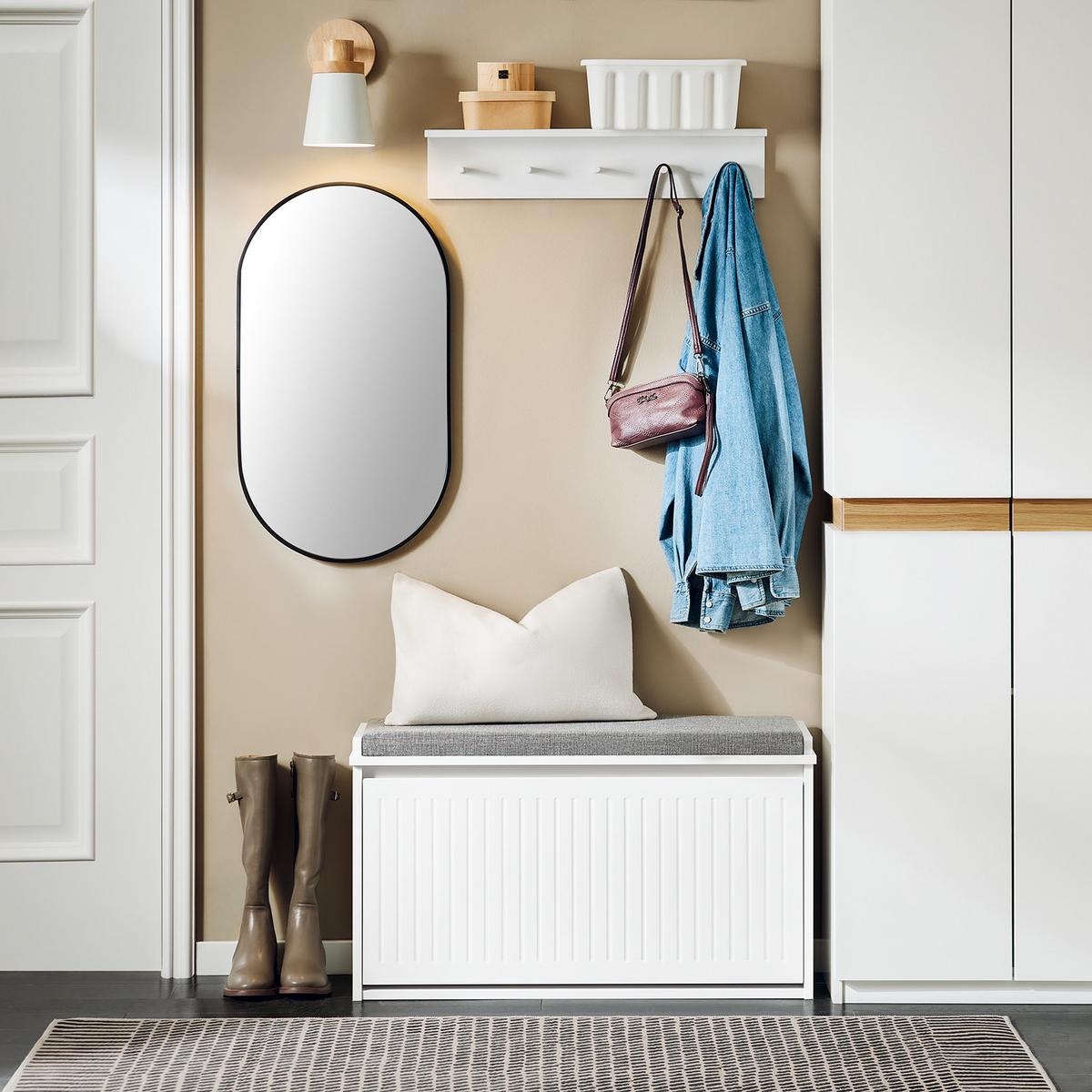 SCHUHBANK mit Sitzfläche, Weiß 80x26x45 cm - Weiß, Holzwerkstoff (80/45/26cm) - SoBuy