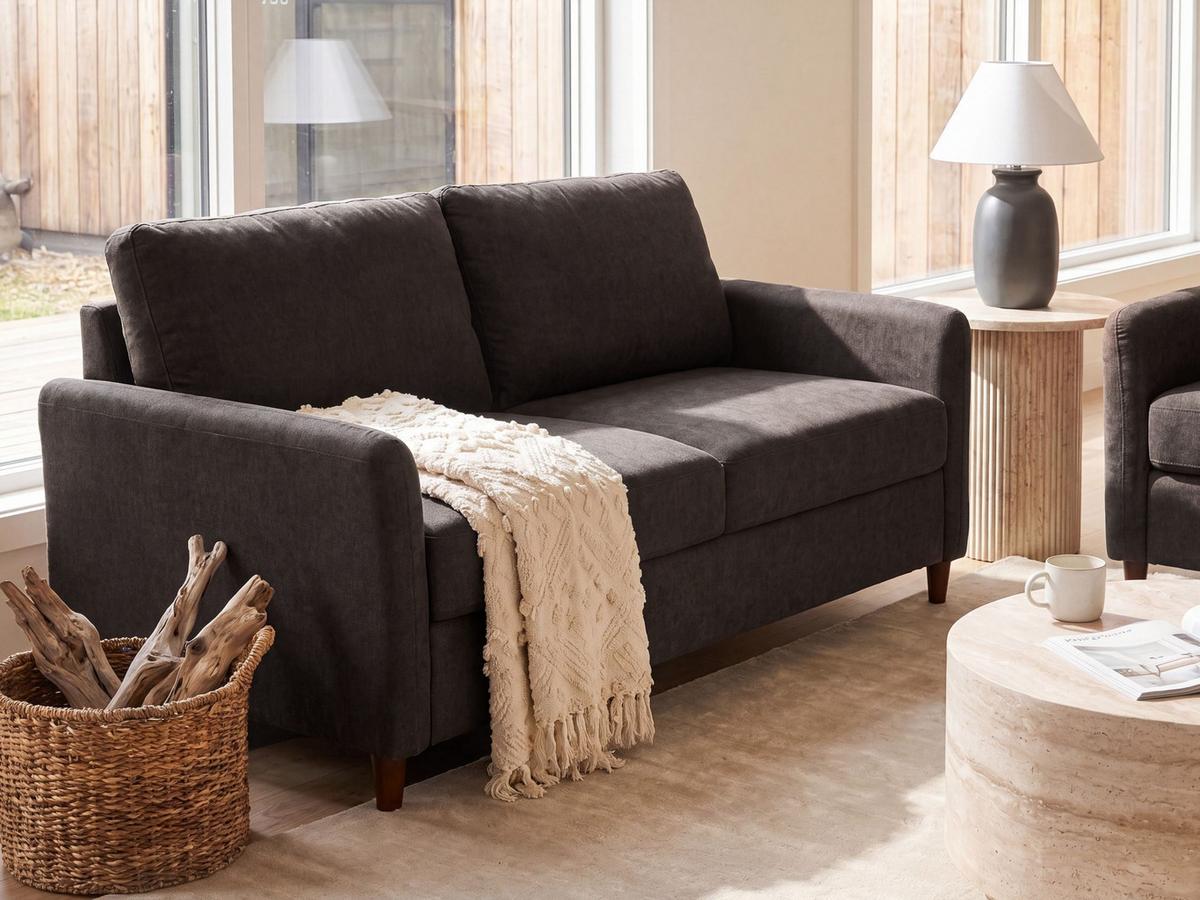 3-SITZER-SOFA Stoff Dunkelbraun Mare - Dunkelbraun, Textil (184/88/77cm) - Beliani