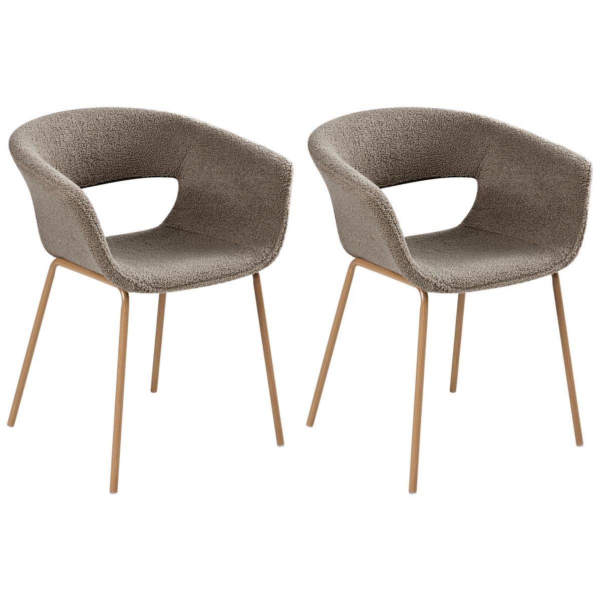 ESSZIMMERSTUHL 2er-Set Taupe Elma - Taupe/Braun, Textil (63/76/50cm) - Beliani
