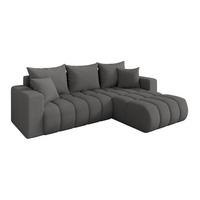 ECKSOFA mit Schlaffunktion Ottomane Rechts MILA-L-v1 277x195x86 Grau Bouclé - Schieferfarben/Schwarz, Holzwerkstoff/Kunststoff (277/194cm) - ALTDECOR