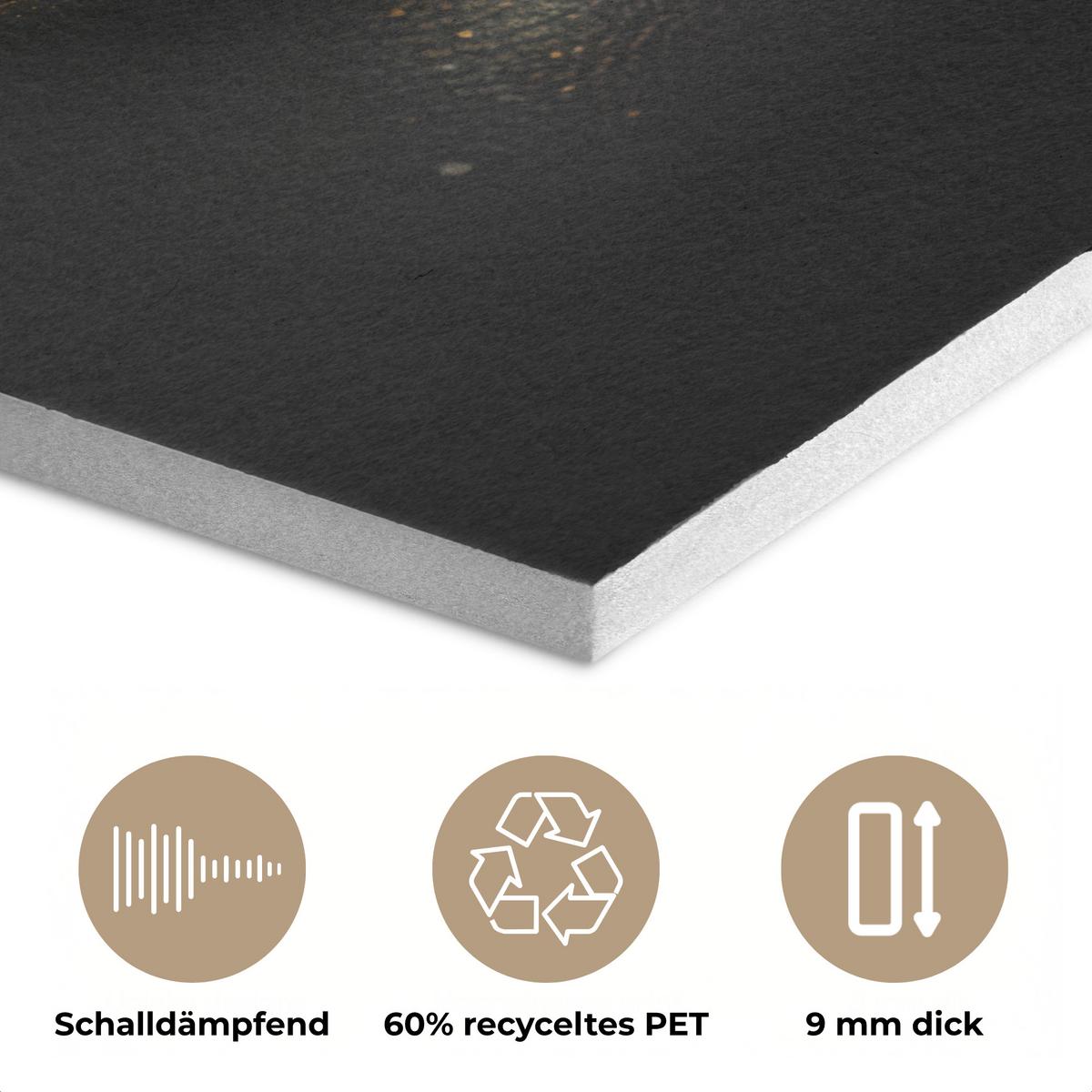 AKUSTIKBILD Frau - Porträt - Lippen - Gold - Schwarz Kunstdruck Schlafzimmer 50x70 cm - Schwarz, Kunststoff (50/70/0.9cm) - MuchoWow