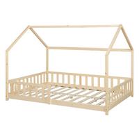 HAUSBETT Hesel - Naturfarben, Holz (120/200cm) - [en.casa]