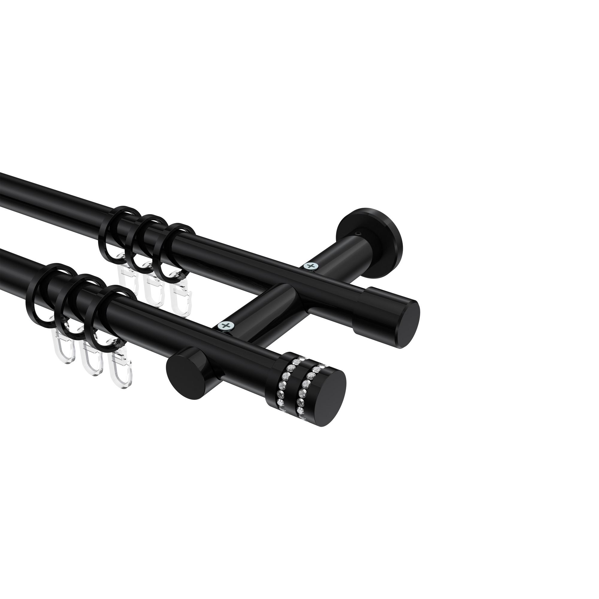 GARDINENSTANGE Platon Estana 280 cm (geteilt in 2 x 140 cm), 2-läufig, 20 mm Ø Schwarz - Schwarz, Metall (280cm) - INTERDECO