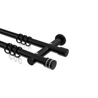 GARDINENSTANGE Platon Estana 280 cm (geteilt in 2 x 140 cm), 2-läufig, 20 mm Ø Schwarz - Schwarz, Metall (280cm) - INTERDECO