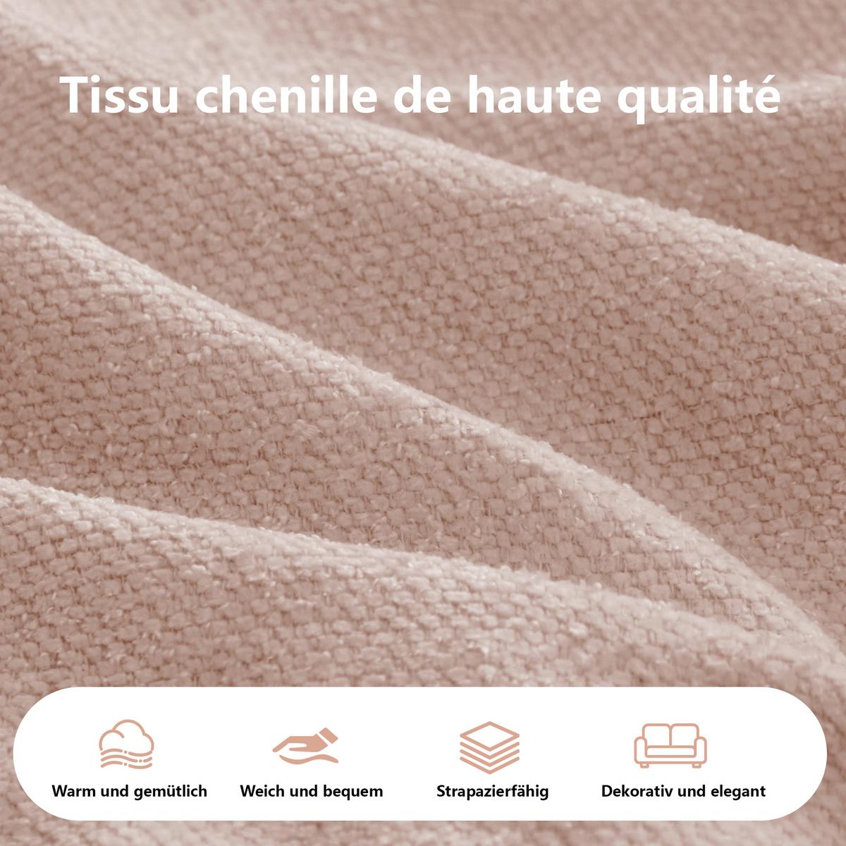 ECKSOFA chenille mit extra tiefer chaiselongue & rahmenlosem design - Pink, Textil (252/164cm) - Urban Meuble