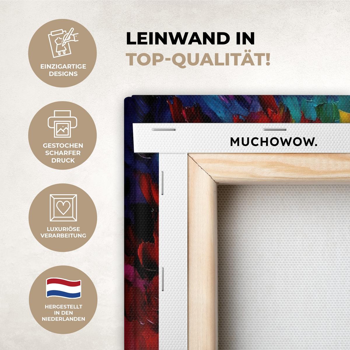 LEINWANDBILD 3er Set Baum - Farbenfroh - Malerei-Look - Abstrakt 180x120 cm - Multicolor, Textil (180/120cm) - MuchoWow