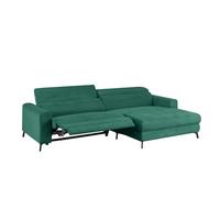 ECKSOFA LAISKA Smaragdgrün Cord Relaxfunktion - Smaragdgrün/Schwarz, Textil/Metall (282/177cm) - KAWOLA