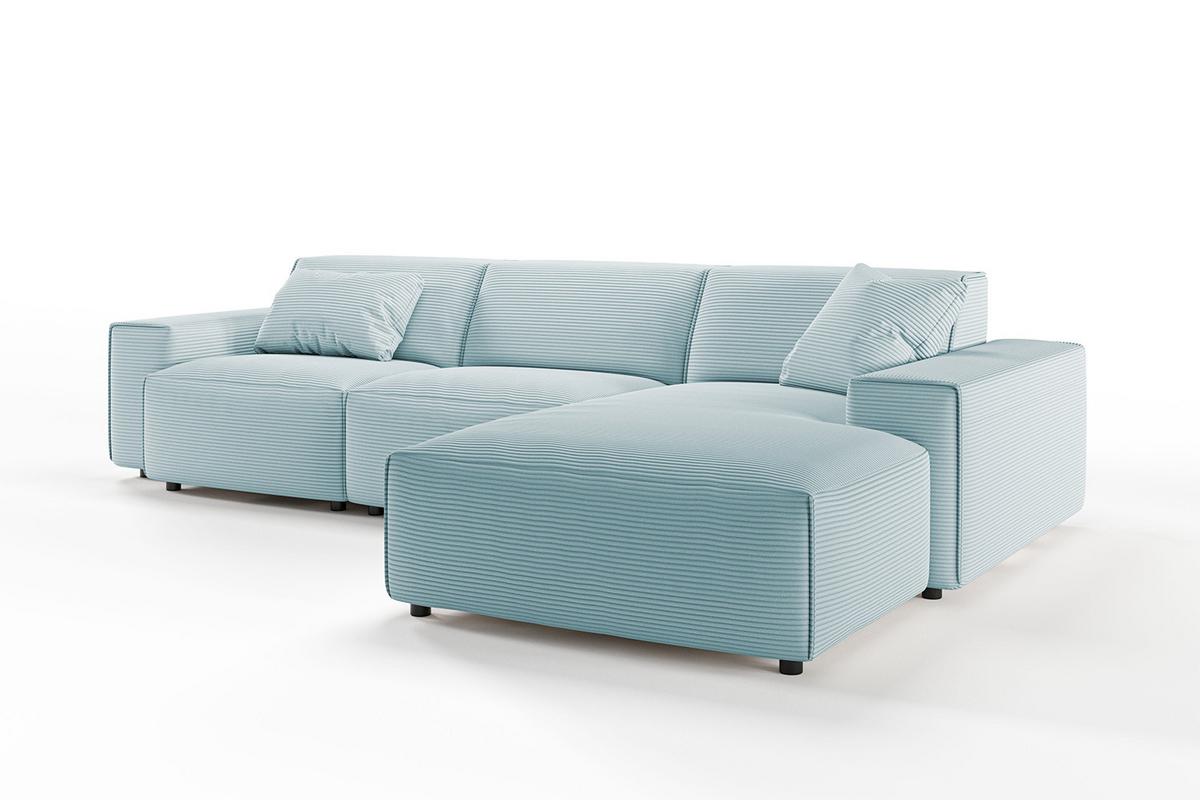 ECKSOFA RANI Hellblau Cord - Schwarz/Hellblau, Kunststoff/Textil (299/189cm) - KAWOLA