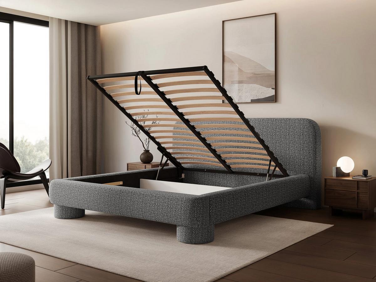 POLSTERBETT mit Bettkasten Fredo 140x200 cm - Dunkelgrau, Holzwerkstoff/Textil (140/200cm) - Selsey