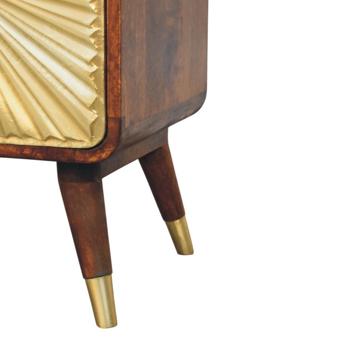 NACHTKASTEN aus Massivholz, Messinggeprägt, 2 Schubladen, Avora - Braun, Holz (40/10/35cm) - Artisan Furniture