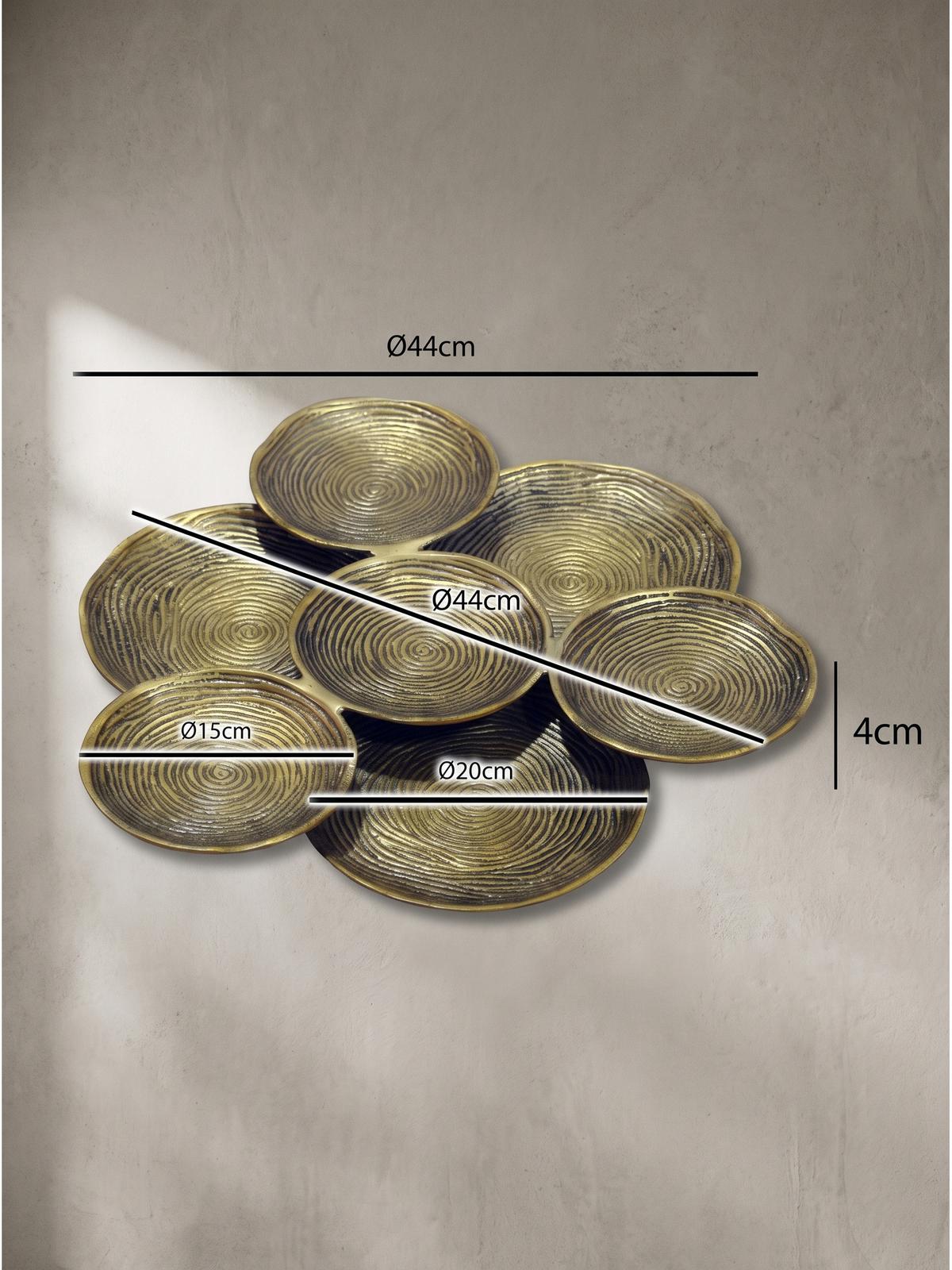 DEKOSCHALE CARMONA, Aluminium, handgefertigt, Gold, Ø 44 x 4 cm - Goldfarben, Metall (44/4cm) - KADIMA DESIGN