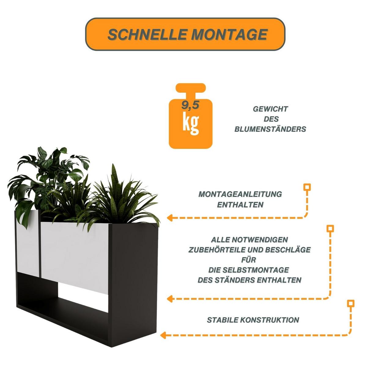 BLUMENKASTEN - Weiß, Holzwerkstoff (22.6/45/64.5cm) - RAUMHIRSCH FURNITURE