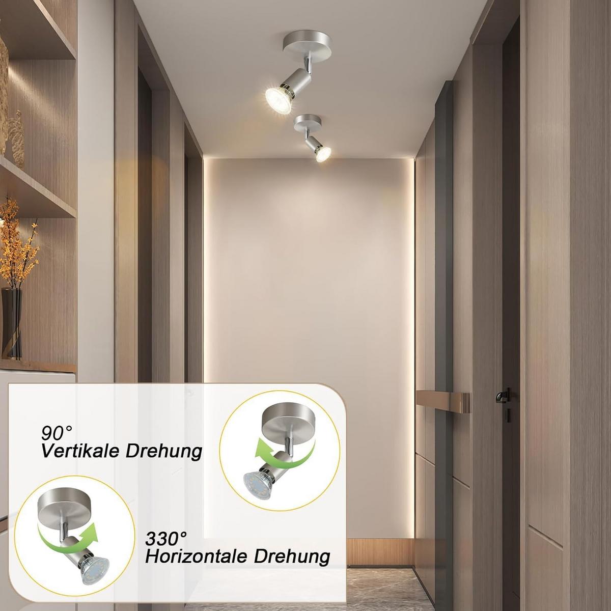 DECKENSTRAHLER Leorix 8/10.5/7.7 cm - Alufarben, Metall (7.7/8/10.5cm) - ZMH
