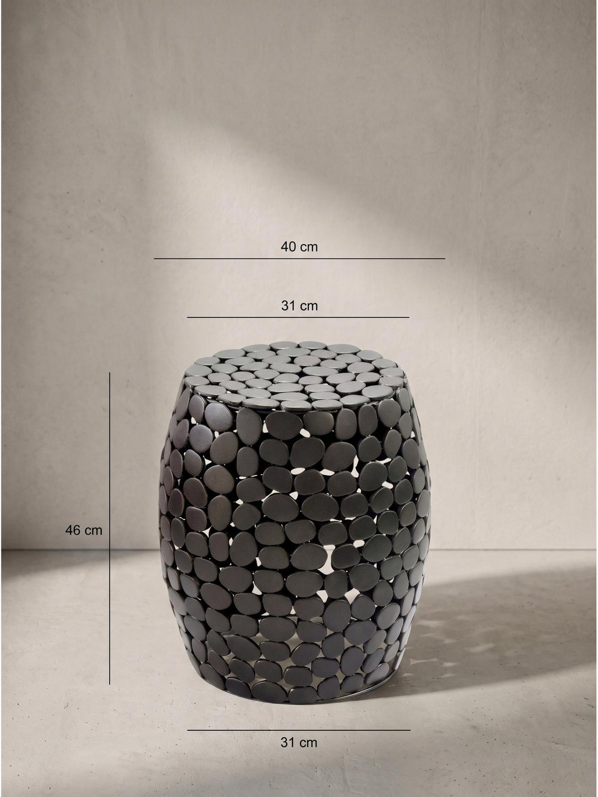 BEISTELLTISCH DIEMEL, Aluminium, handgefertigt, Schwarz, Ø 40 x 46 cm - Schwarz, Metall (40/40/46cm) - KADIMA DESIGN