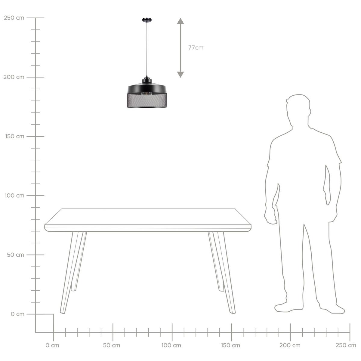 HÄNGELEUCHTE Cardener 41/41/99 cm - Schwarz, Metall (41/41/99cm) - Beliani