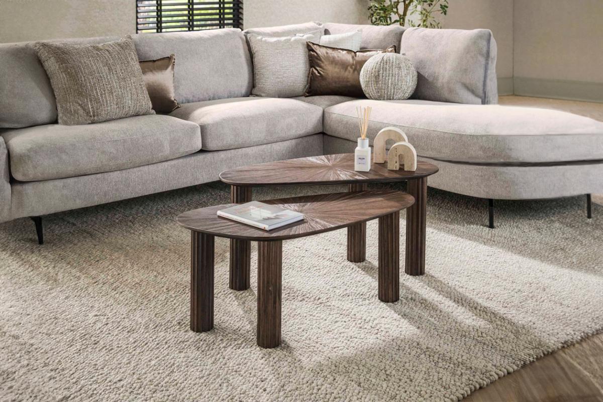 COUCHTISCH INKA 2ER SET Braun Teakholz - Braun, Teakholz/Holz (39/84/43cm) - KAWOLA