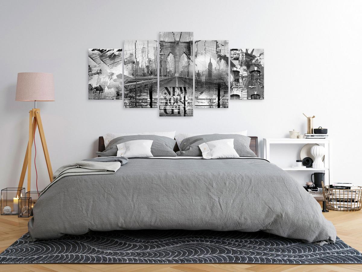 KUNSTDRUCK Schwarz-Weiß 200/100 cm - Schwarz, Textil (200/100cm) - KUNSTLOFT