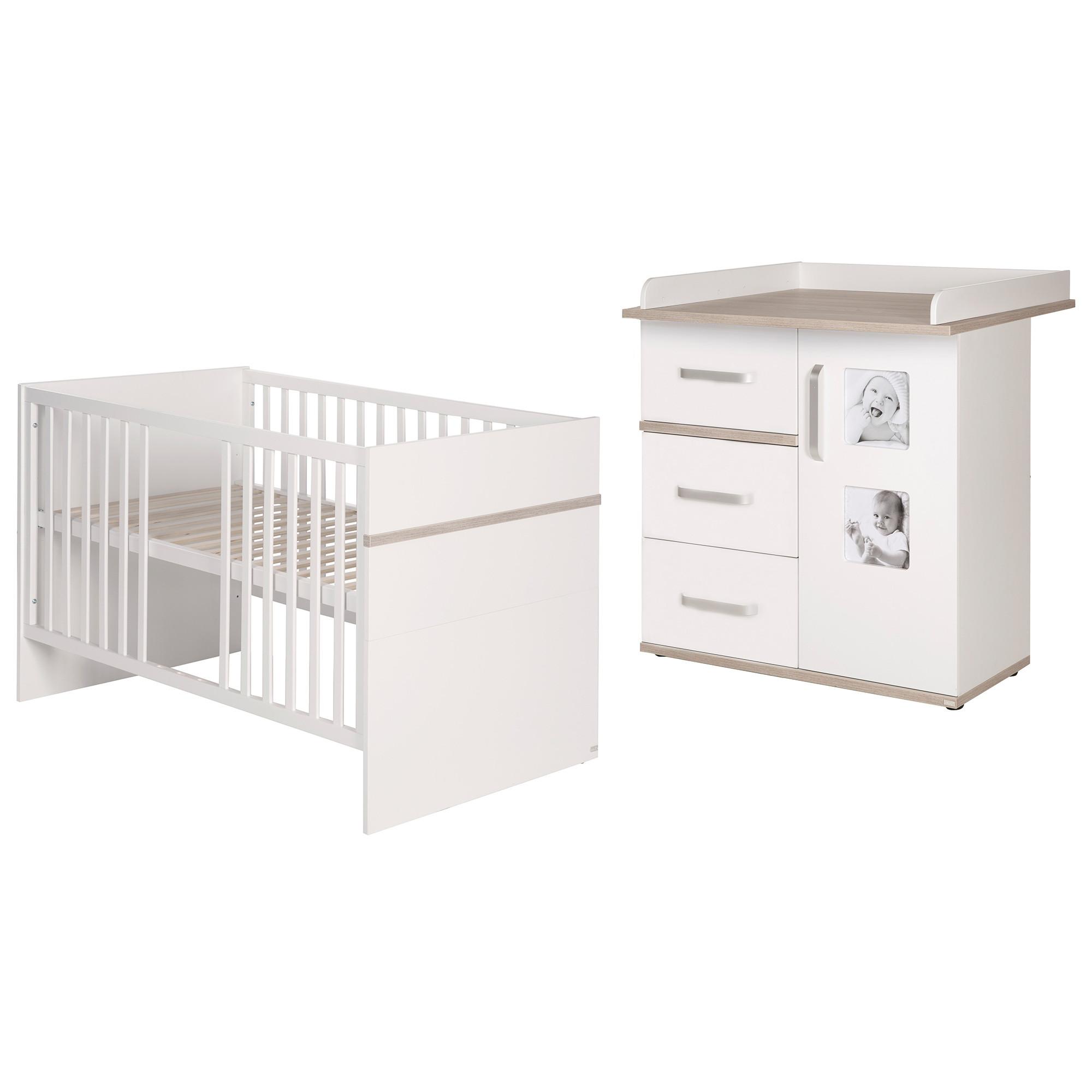 BABYZIMMER-SET Moritz mit schmaler Wickelkommode 2-teilig - Weiß, Holzwerkstoff (76/81/142.5cm) - Roba