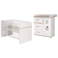 BABYZIMMER-SET Moritz mit schmaler Wickelkommode 2-teilig - Weiß, Holzwerkstoff (76/81/142.5cm) - Roba