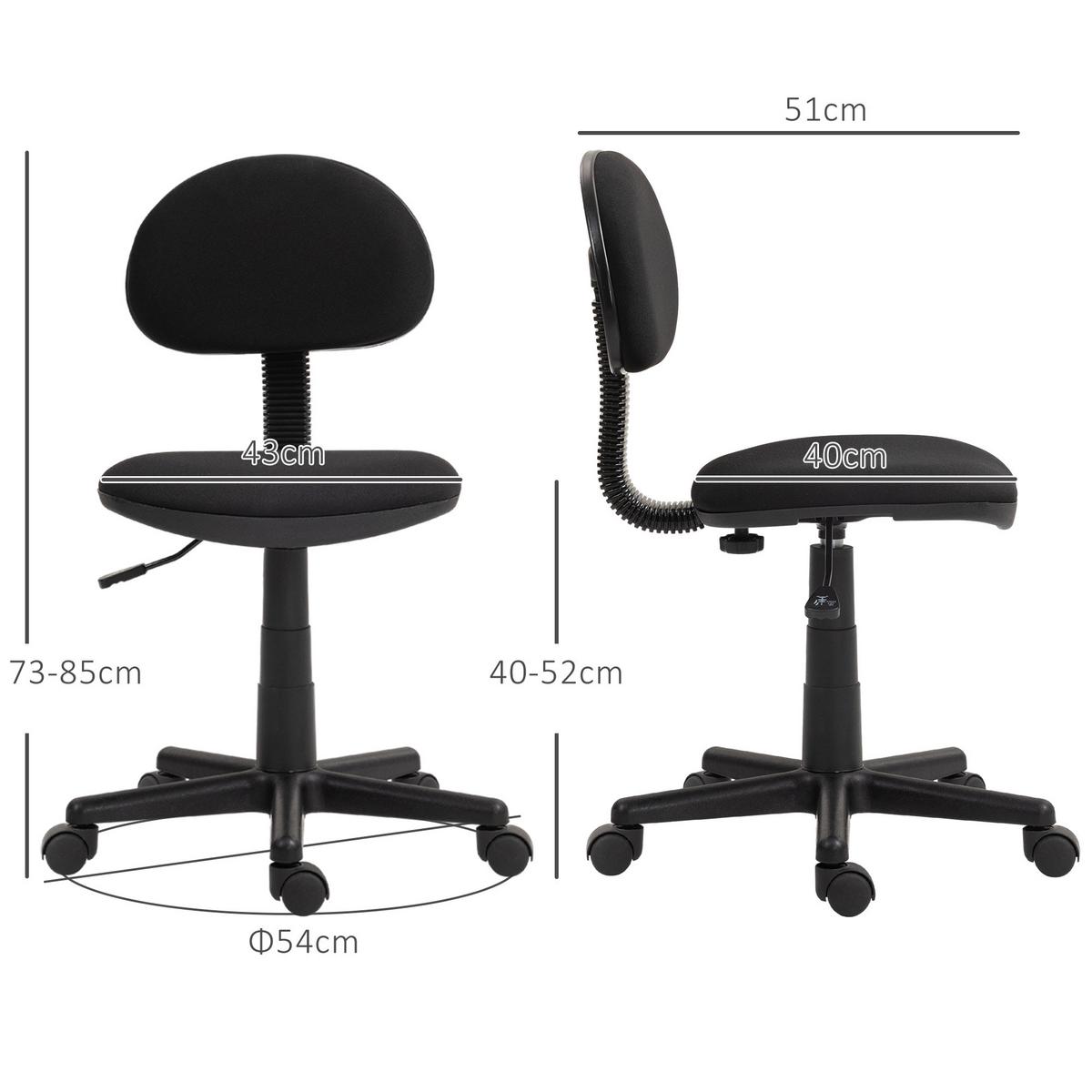 BÜROSTUHL Polyester Schaumstoff Schwarz - Schwarz, Kunststoff (43/85/51cm) - HOMCOM