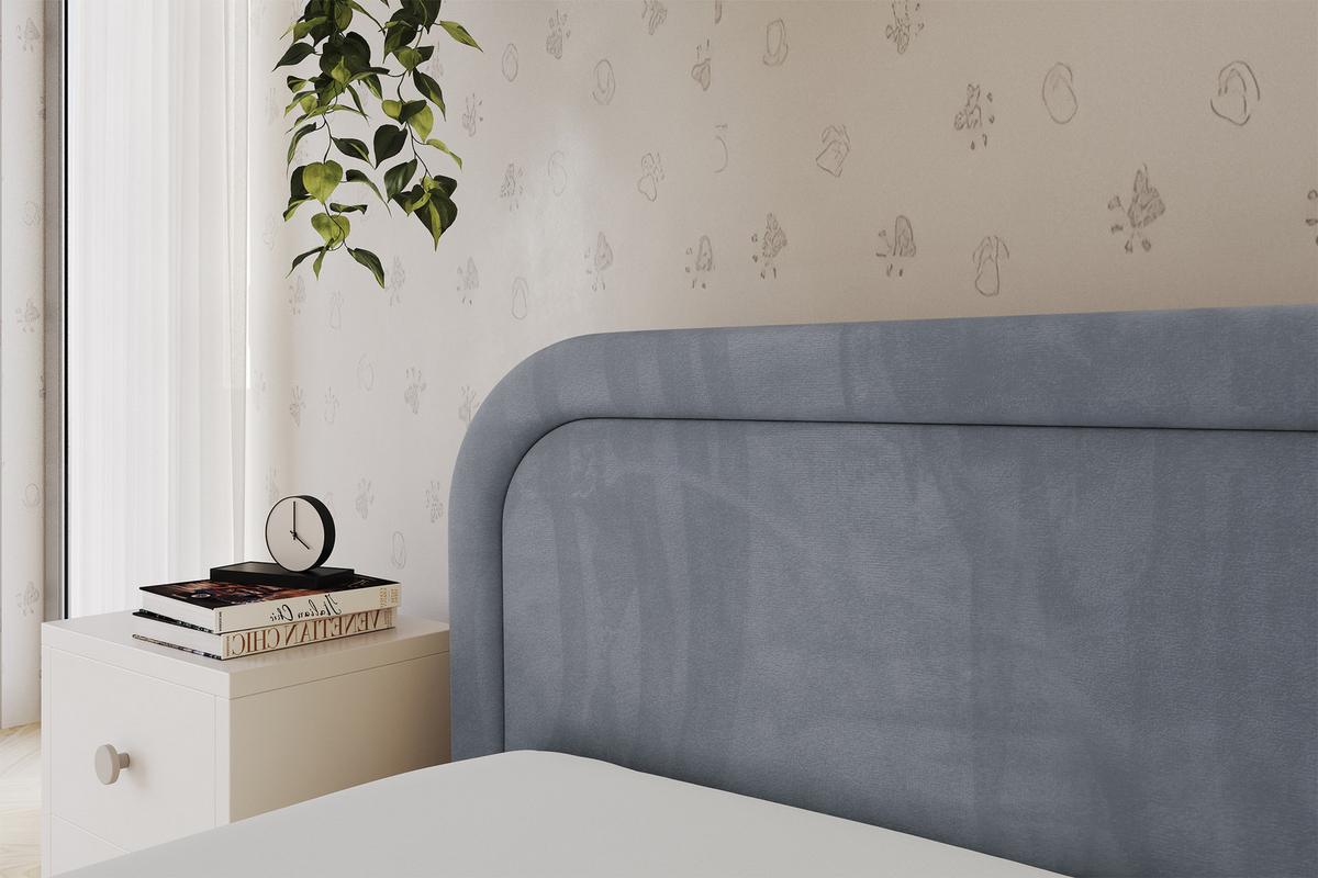 EINZELLBETT Jugendbett mit Bettkasten, Rechts - JOVY 80x200 Grau - Blaugrau, Holzwerkstoff/Textil (80/200cm) - ALTDECOR