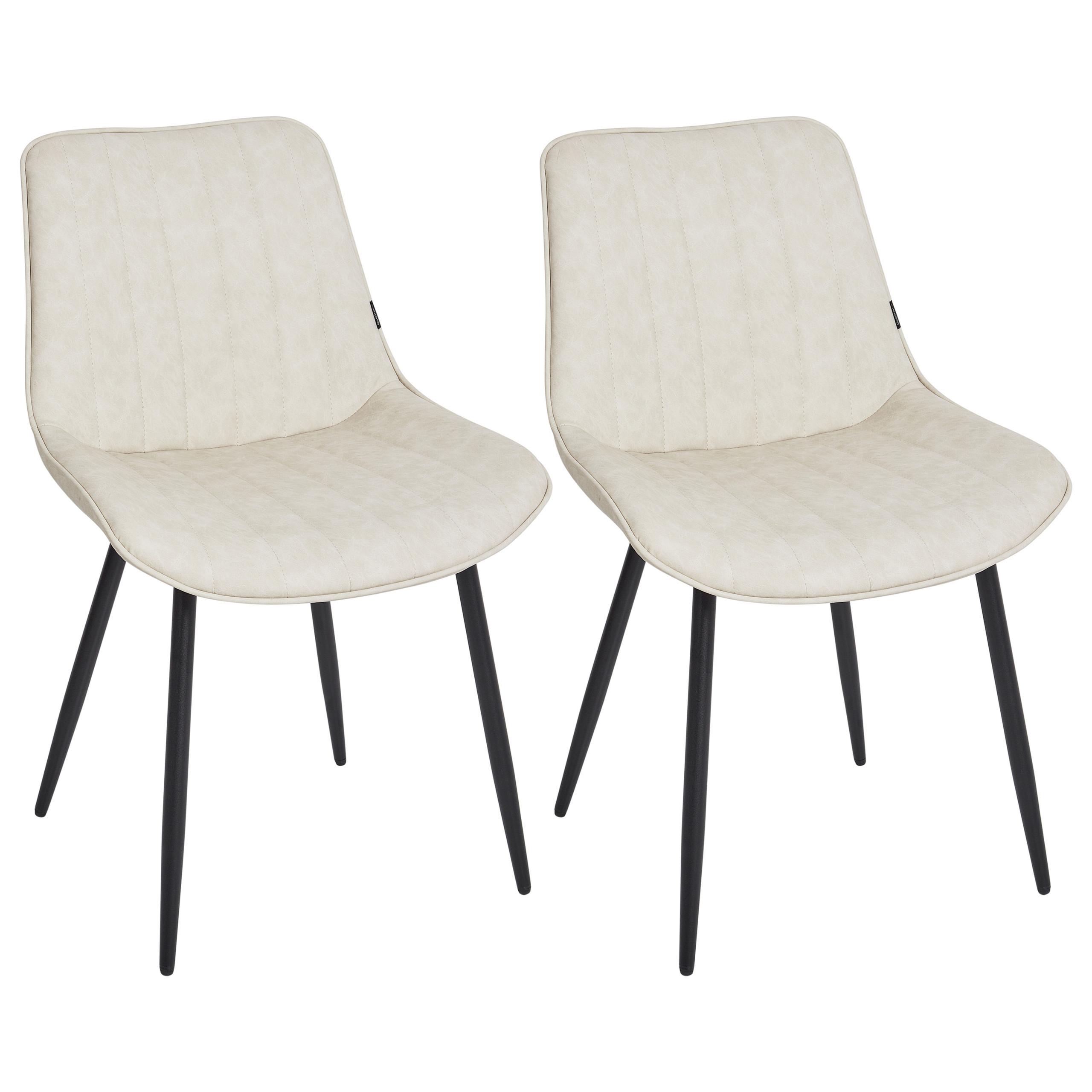 ESSZIMMERSTUHL 2er-Set Kunstleder Helles Beige Dubrovnik - Beige/Schwarz, Kunststoff (53/81/58cm) - Beliani