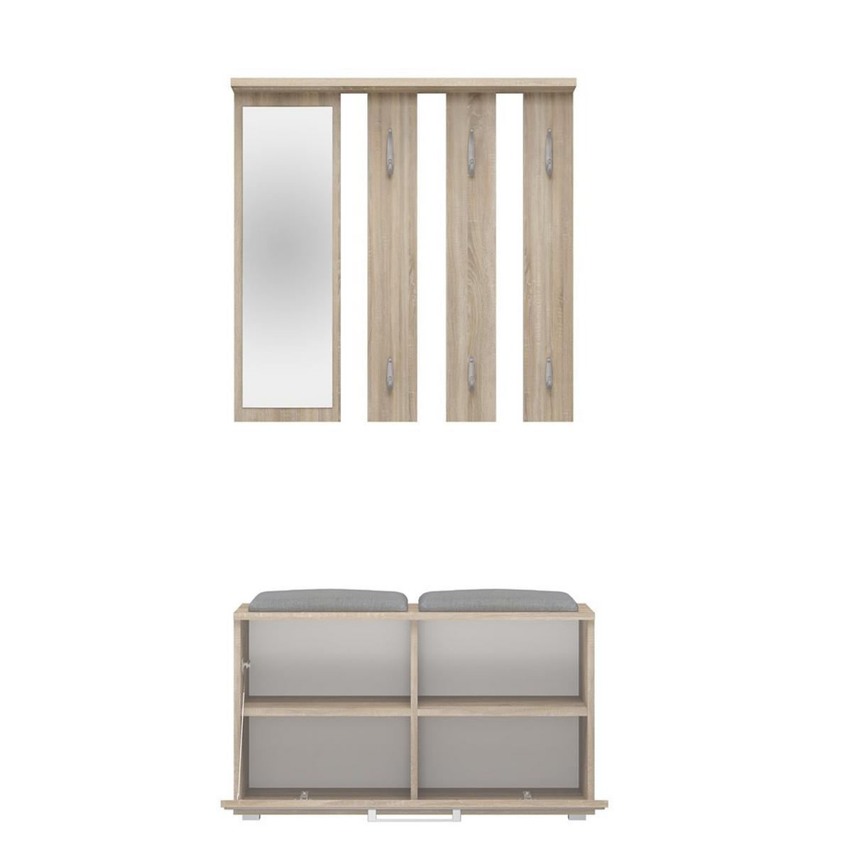 GARDEROBE praktisch Garderoben-Set mit Spiegel Sonoma 85/180/35 - Sonoma Eiche, Holzwerkstoff (85/180/35cm) - RAUMHIRSCH FURNITURE
