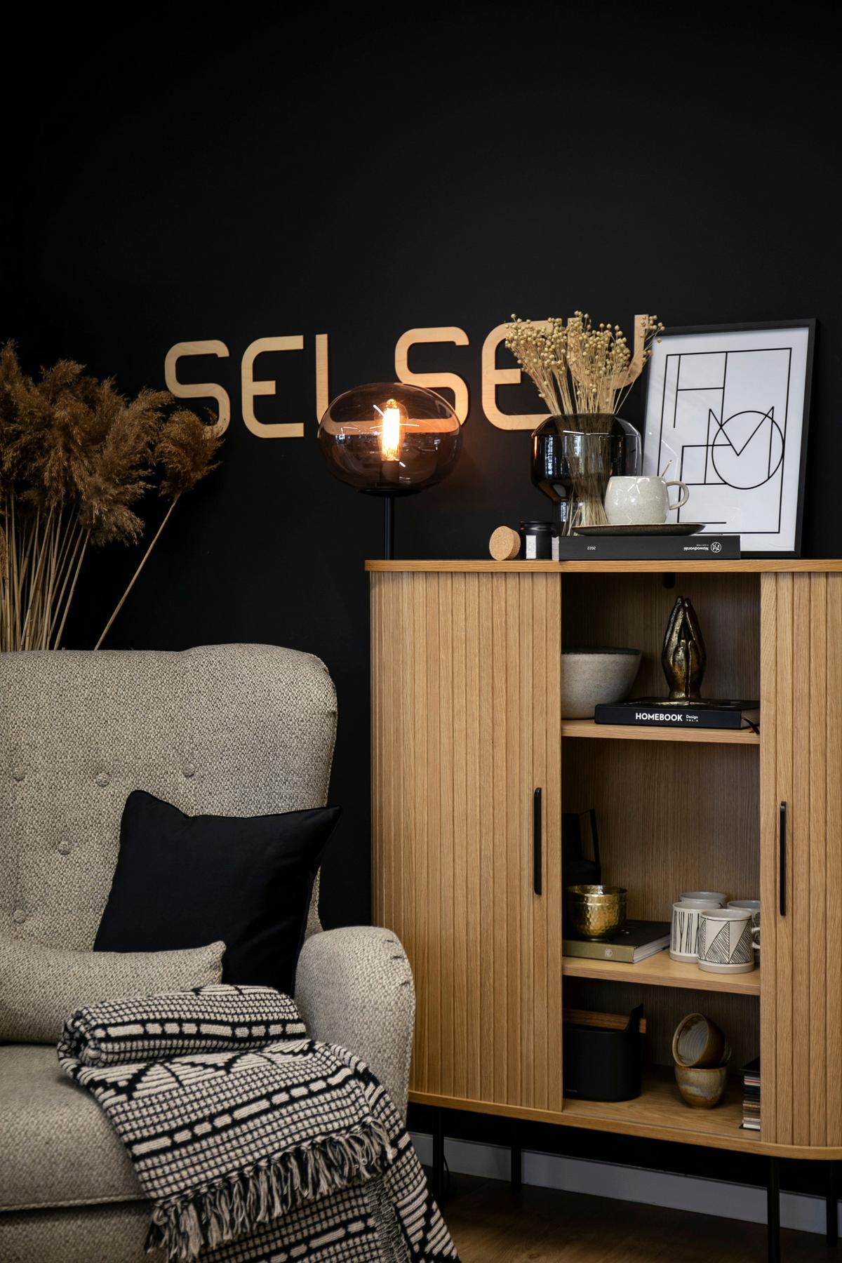 HIGHBOARD Gativel Eichefarben - Eichefarben/Schwarz, Holzwerkstoff/Kunststoff (100/118/40cm) - Selsey
