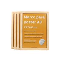 RAHMEN Set mit 4 aus MDF und Acrylglas Schutz und Aussteller für Fotografien, Bilder, Poster, Gemälde, Dekoration für Haus Farbe Hellholz A3 - Beige, Holz (29.7/3cm) - Nacnic