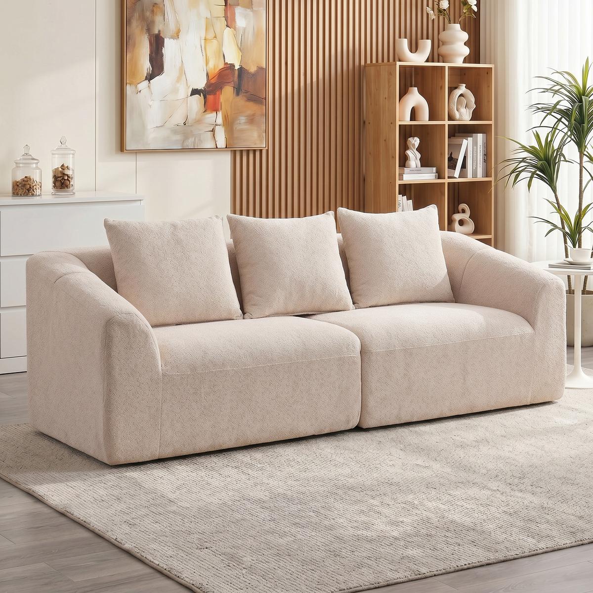 3-SITZER-SOFA Chenille Beige - Beige, Textil (93/83/225cm) - HOMCOM