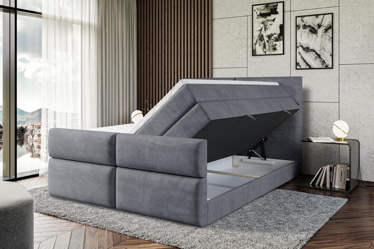 BOXSPRINGBETT BOXI3-Z KING - 140x200 - H3/H4 - Dunkelgrau - Dunkelgrau, Holzwerkstoff (140/200cm) - ALTDECOR