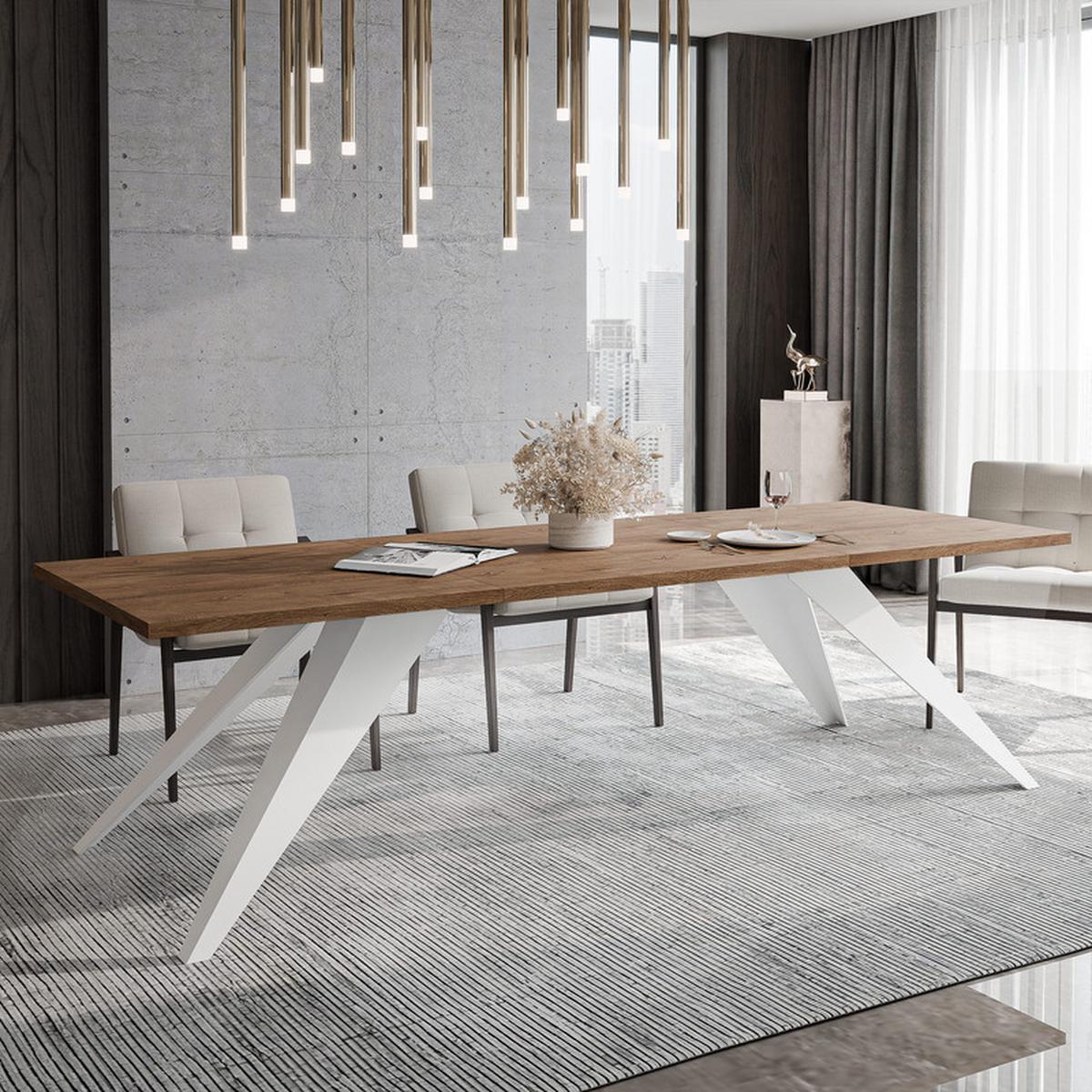 AUSZIEHTISCH XANDRO 140/80/76 cm mit Metallgestell, Weiß / Lefkas-Eiche - Eiche San Remo/Weiß, Holzwerkstoff/Metall (80/140/76cm) - Idohome