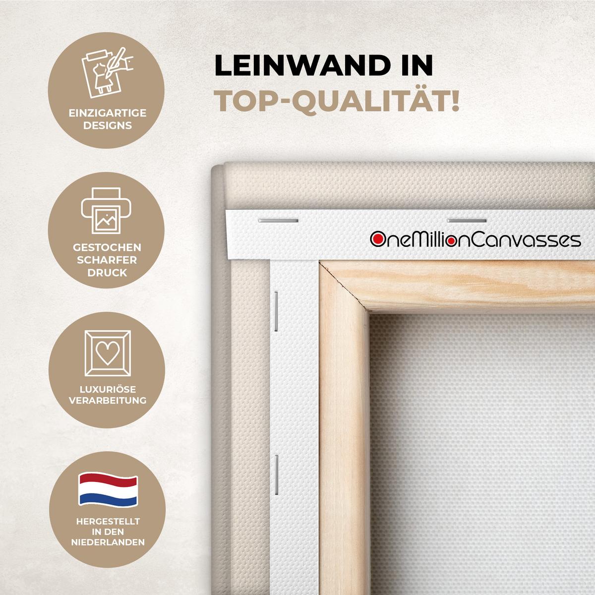 LEINWANDBILD Formen - Rund - Blätter - Beige Groß 140x90 cm - Rostfarben, Textil (140/90cm) - MuchoWow