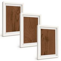 BILDER SET 3er Set - 20x30 cm Weißer Rahmen - Holzstruktur, Rinde, Minimalismus - Weiß, Kunststoff (20/30cm) - TULUP