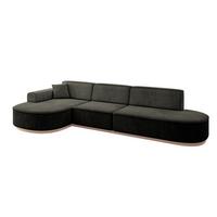 ECKSOFA Ottomane Links MARI-L2-v1 - 328x171x83 cm Schwarz Velours - Schwarz, Holzwerkstoff/Textil (328/171cm) - ALTDECOR