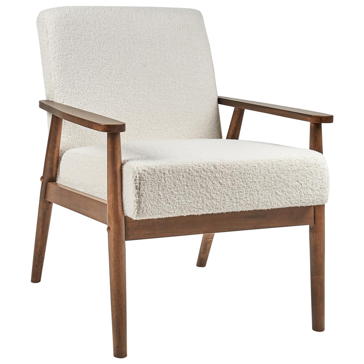 SESSEL Weiß Esrum - Creme/Braun, Textil (62/79/80cm) - Beliani