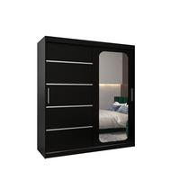 SCHWEBETÜRENSCHRANK 200/180/62 2-türig - Silberfarben/Schwarz, Holz/Kunststoff (180/200/62cm) - MÖBEL KRYSPOL