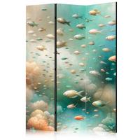 PARAVENT Akustik 3-tlg 135x172 cm Fische Im Ozean Boho - Multicolor, Holz/Textil (135/172/3cm) - Muralo