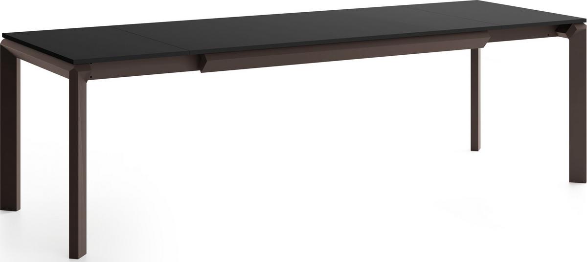 ESSTISCH Elan rechteckig ausziehbar verlängerbar mit Braunen Metallbeinen, Schwarz 160-250/90/76 cm - Schwarz/Braun, Holzwerkstoff/Metall (90/250/76cm) - WFL GROUP