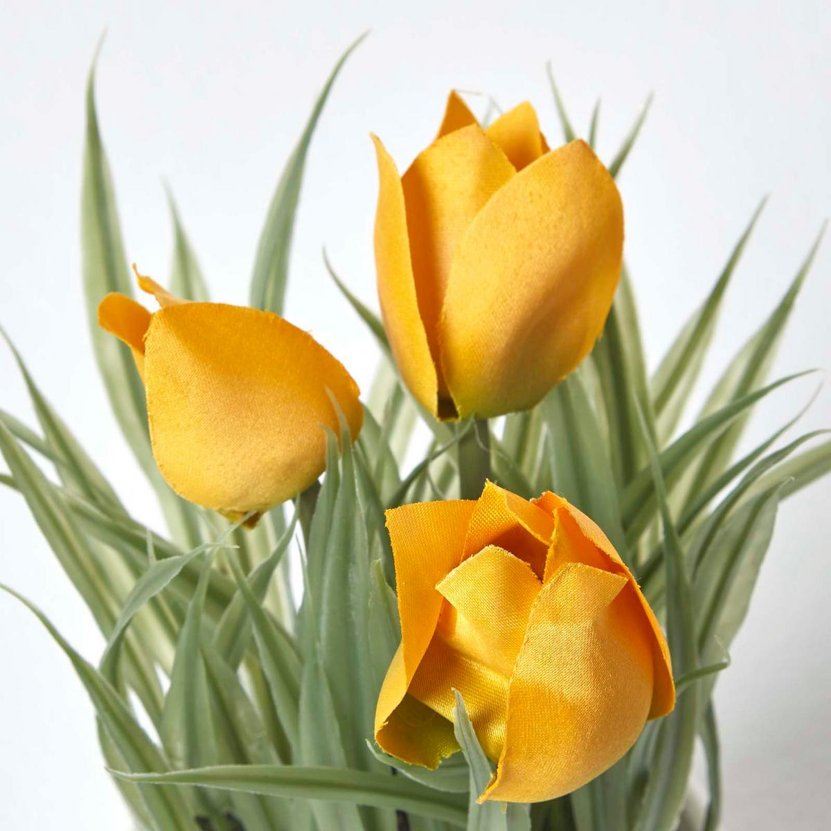 KUNSTBLUMEN Tulpen gelb im Blumentopf, 22 cm - Gelb, Kunststoff (22cm) - Homescapes