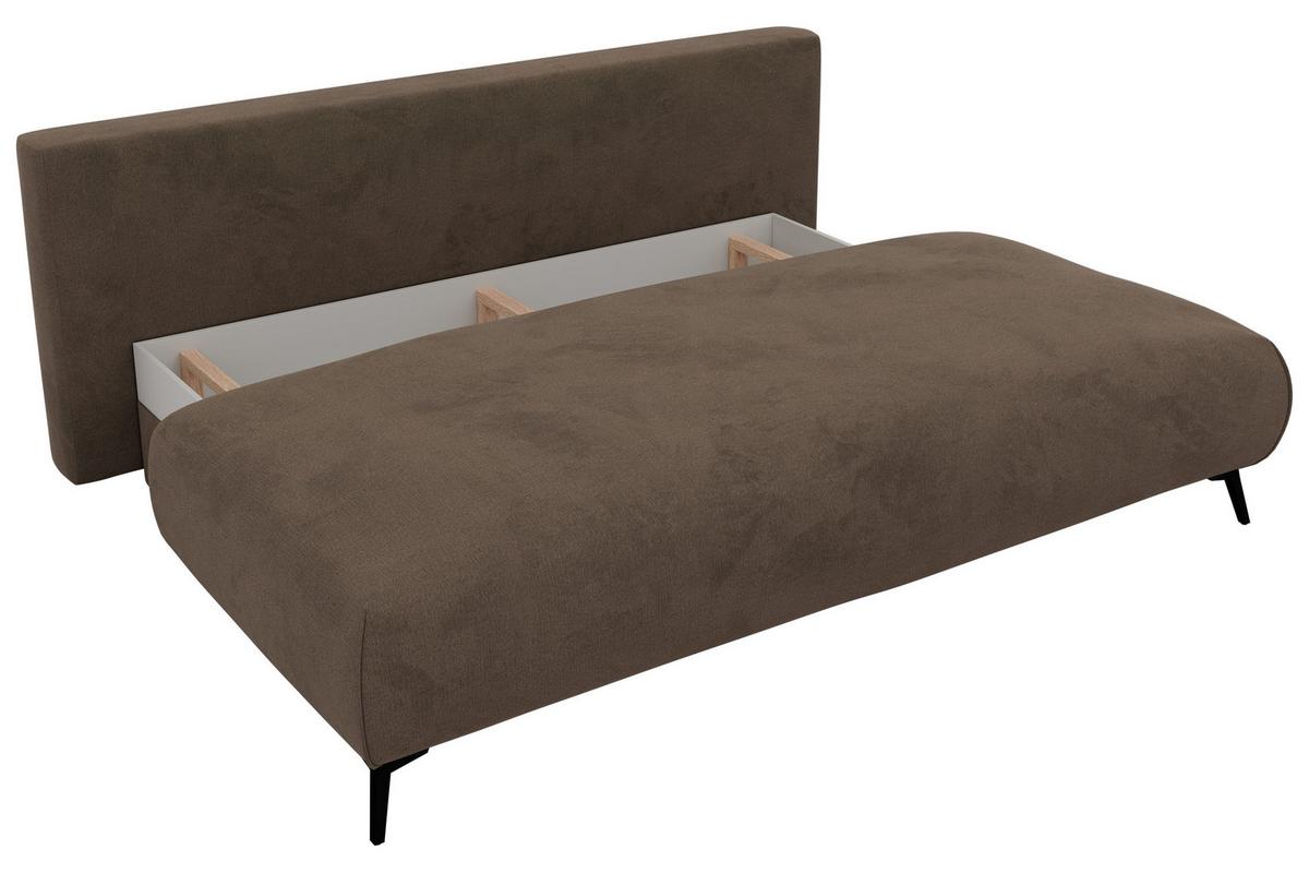 3-SITZER SOFA VIRENO - Braun Velvet - Schwarz/Braun, Textil/Metall (197/95/102cm) - MKS